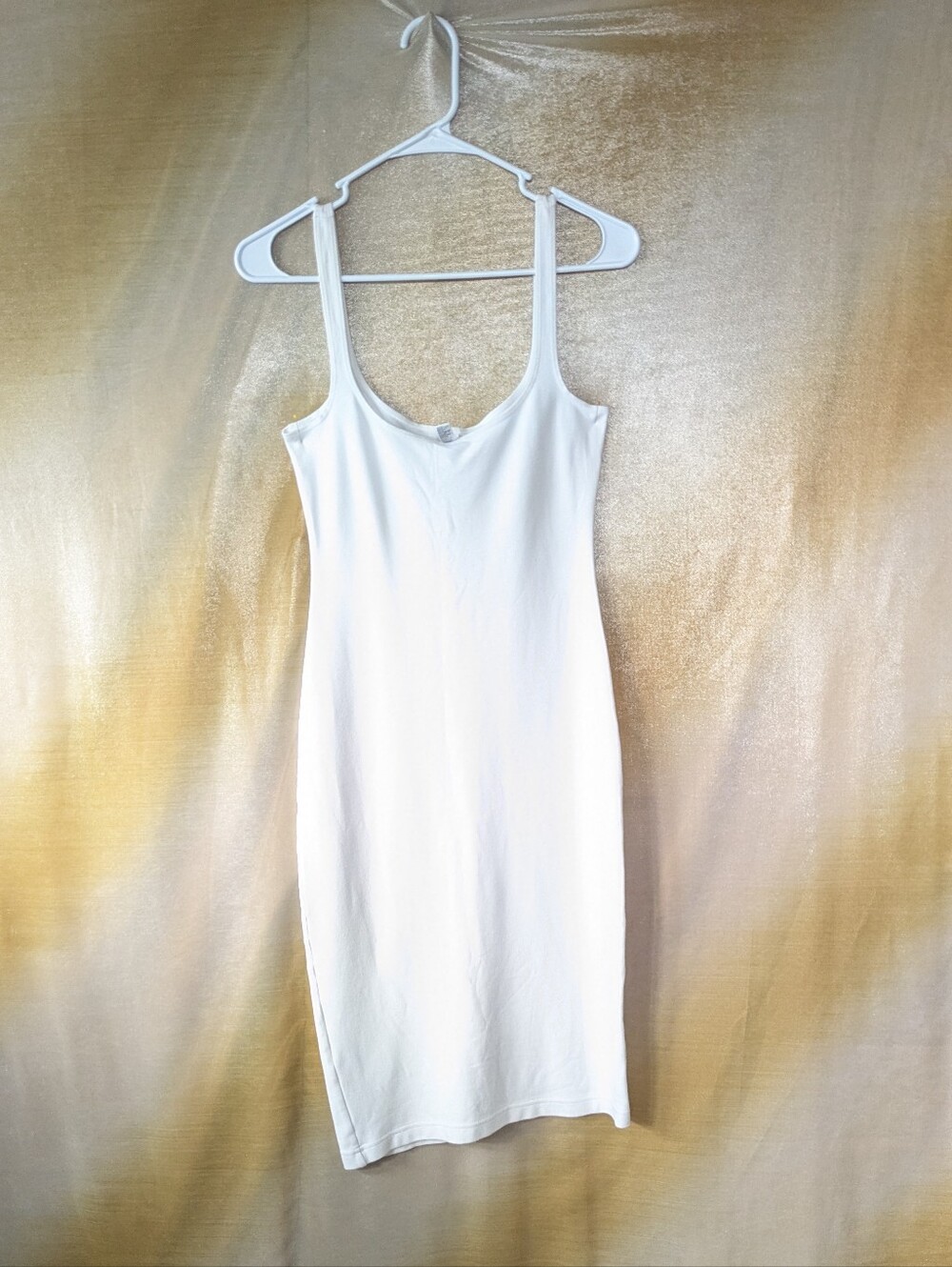 American Apparel White Fitted Bodycon Midi Tank Dress Size Large